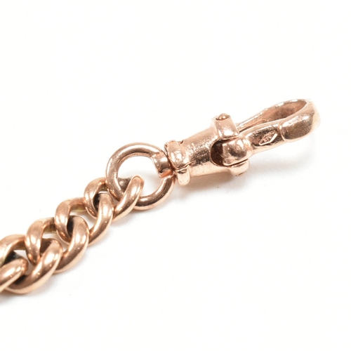 346 - An antique 9ct rose gold pocket watch chain bracelet. The albert chain comprised of graduating curb ... 