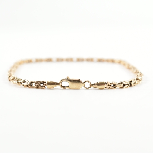 456 - A hallmarked 9ct gold byzantine bracelet chain. The chain having a lobster clasp. Hallmarked Sheffie... 