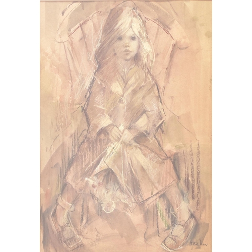 121 - Yvonne Tocher (1920-2013)
 Untitled portrait
 Mixed media on paper
 Signed
 Framed and glazed
 65 x ... 