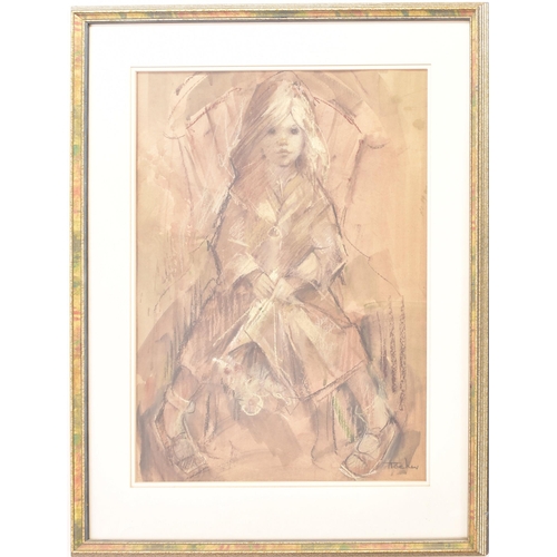 121 - Yvonne Tocher (1920-2013)
 Untitled portrait
 Mixed media on paper
 Signed
 Framed and glazed
 65 x ... 