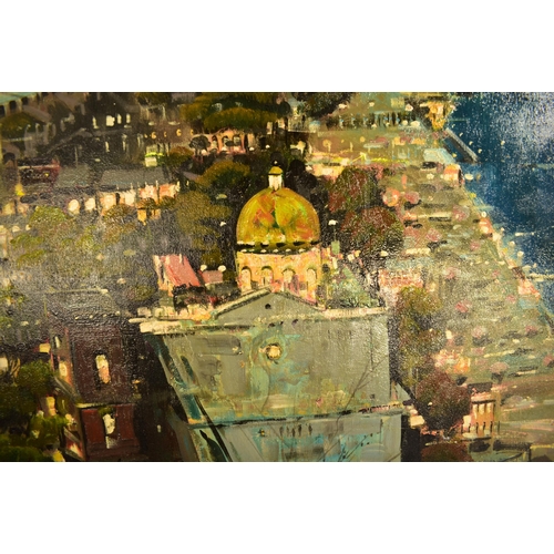 4 - Mario Sanzone (Italian, b. 1946)
 Positano
 Oil on canvas
 Signed and titled by the artist
 Unframed... 