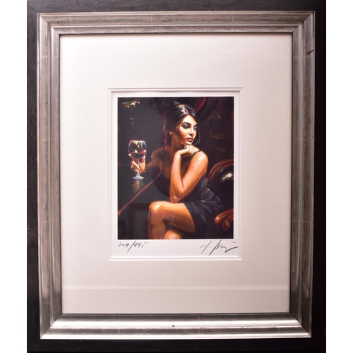 6 - Fabian Perez (Argentina, b. 1967)
 Untitled, Lady with glass
 Print on paper
 Signed & number in pen... 