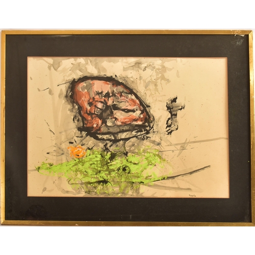 9 - Rodrigo Moynihan (Spain, 1910-1990)
 Head, c. 1960s
 Ink & watercolour on paper
 Signed bottom right... 