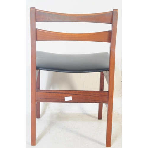 563 - A set of five mid 20th century circa 1960s teak Danish style dining chairs. The chairs each having s... 
