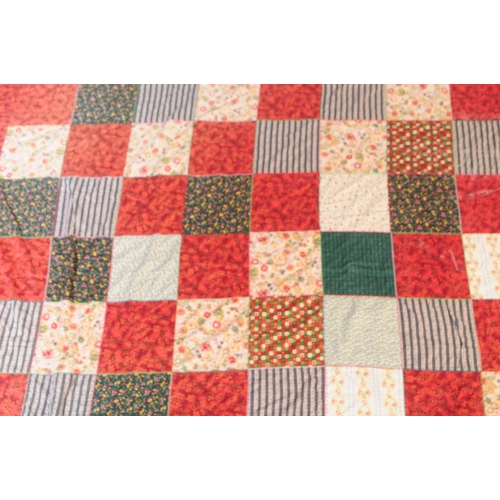 584 - A vintage 20th century Welsh blanket. Of rectangular form with orange ground, geometric repeating sq... 