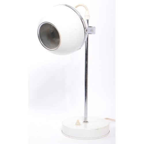 588 - A retro mid 20th century white eyeball spot lamp / desk lamp light. White eyeball shade with chrome ... 