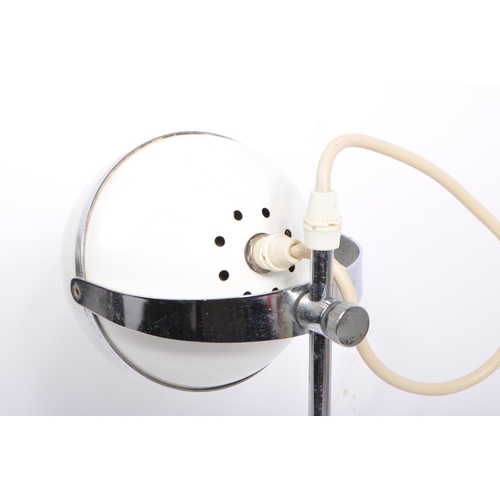 588 - A retro mid 20th century white eyeball spot lamp / desk lamp light. White eyeball shade with chrome ... 