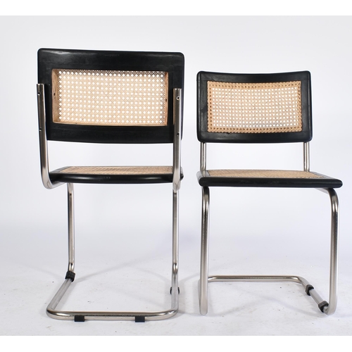 592 - A set of eight retro 20th century oak & chrome cantilever chairs. Each chair having oak seat frame p... 