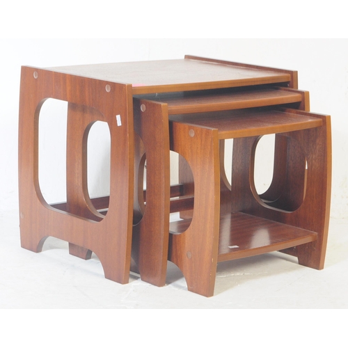 601 - British Modern Design - A  retro mid 20th century circa 1970's teak wood nest of three graduating ta... 