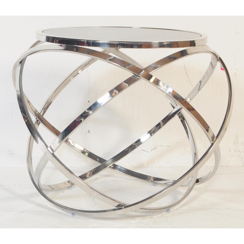 605 - A Mid-Century Italian inspired geometric design coffee / side table.  The chrome frame is constructe... 