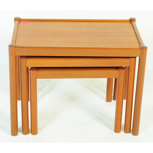 635 - British Modern Design - A retro mid 20th century teak nest of tables. The nest having squared tops o... 