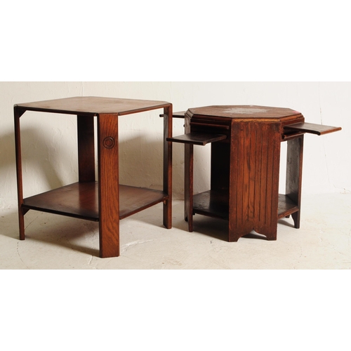 636 - Two mid 20th century Art Deco style oak side tables. To include an example with octagonal top with r... 