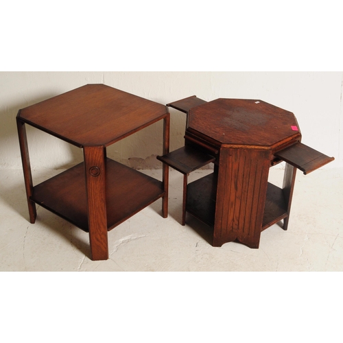 636 - Two mid 20th century Art Deco style oak side tables. To include an example with octagonal top with r... 