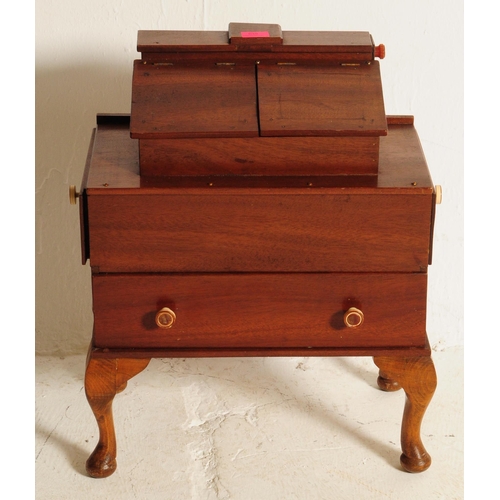 648 - A mid 20th century retro hand made teak sewing box -  whatnot tidy. The sewing box having a series o... 