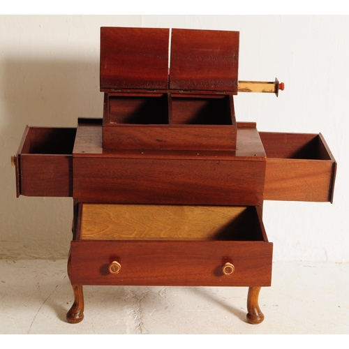 648 - A mid 20th century retro hand made teak sewing box -  whatnot tidy. The sewing box having a series o... 