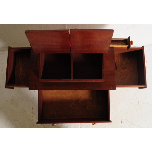 648 - A mid 20th century retro hand made teak sewing box -  whatnot tidy. The sewing box having a series o... 