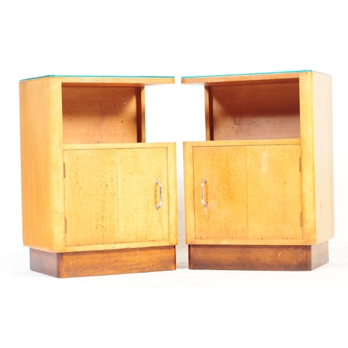 653 - A pair of 20th century circa 1930s Art Deco handmade walnut veneer bedside cabinets / bedside tables... 