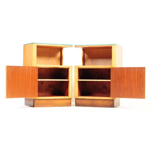 653 - A pair of 20th century circa 1930s Art Deco handmade walnut veneer bedside cabinets / bedside tables... 
