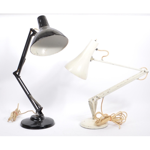 655 - A retro Norwegian black angle poise lamp stamped to frame with maker and retailer. Together with a v... 