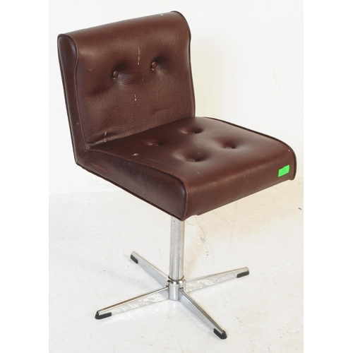 670 - A 20th century retro circa 1970's leatherette & metal factory  / office swivel desk chair. Chrome me... 