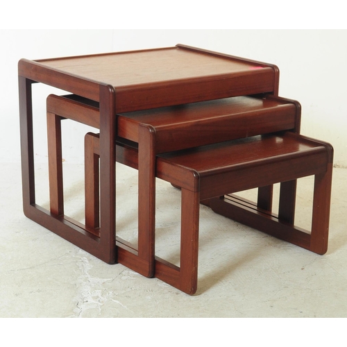 680 - British Modern Design - A retro mid 20th century teak nest of tables in the manner of G Plan Quadril... 