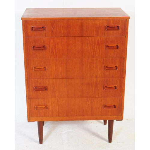 683 - A mid 20th century circa 1960s Danish teak chest of drawers. The pedestal chest of drawers having a ... 