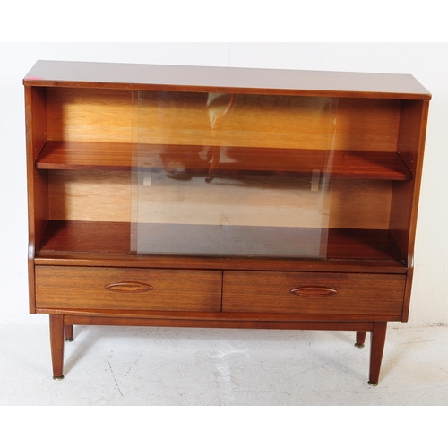 704 - Jentique - A retro mid 20th century teak bookcase display cabinet. The cabinet having twin glazed do... 