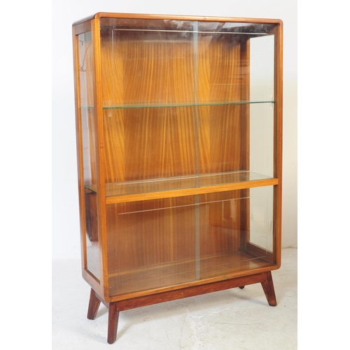 714 - British Modern Design - A retro vintage 1950s teak wood china display cabinet bookcase vitrine. Of u... 