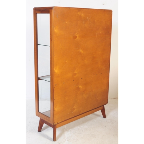 714 - British Modern Design - A retro vintage 1950s teak wood china display cabinet bookcase vitrine. Of u... 