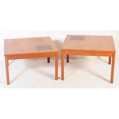 718 - A matching pair of retro 20th century danish inspired teak occasional coffee tables. Of rectangular ... 