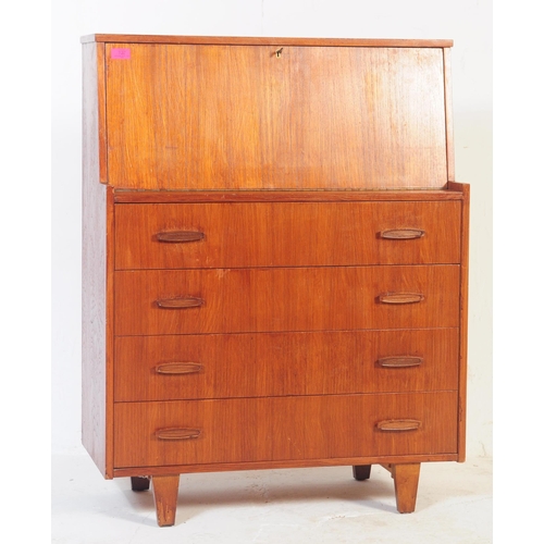 720 - British Modern Design - A mid 20th century retro bureau. Having top with fall front cabinet with int... 