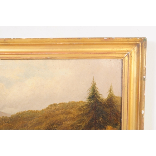 783 - A 19th century oil on canvas paintings to depict a scene of classical countryside / riverside. Unsig... 