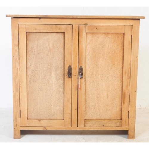 786 - A Victorian late 19th / early 20th century pitch pine low housekeeper’s provision cupboard consistin... 