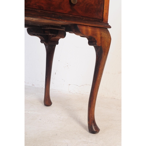 789 - A Queen Anne revival walnut ladies writing bureau desk with quartered burr walnut to angled front. R... 