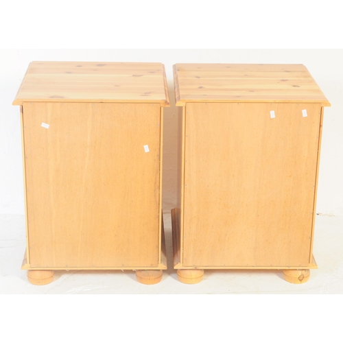 842 - A three piece collection of contemporary country pine revival to include a pair of bedside chest of ... 