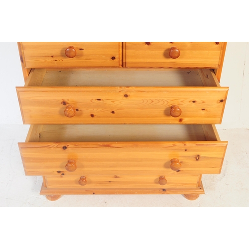 842 - A three piece collection of contemporary country pine revival to include a pair of bedside chest of ... 