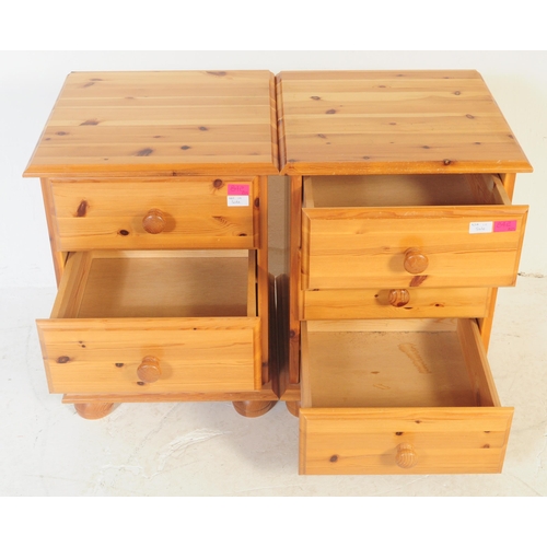 842 - A three piece collection of contemporary country pine revival to include a pair of bedside chest of ... 