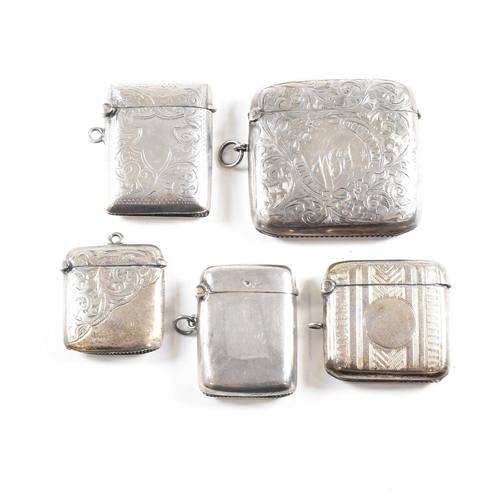 109 - A collection of hallmarked early 20th century hallmarked silver vesta cases. The cases to include va... 