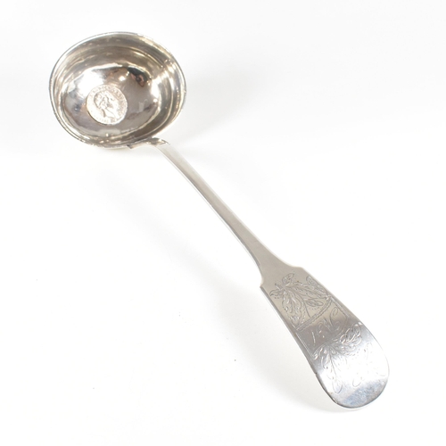 113 - A 19th Century hallmarked silver punch ladle. The ladle having a fiddle pattern terminal with etched... 