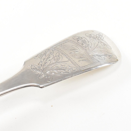 113 - A 19th Century hallmarked silver punch ladle. The ladle having a fiddle pattern terminal with etched... 