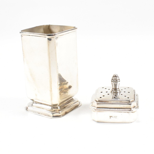 114 - A cased five piece hallmarked silver cruet set. The set to include a pepper shaker, salt cellar and ... 