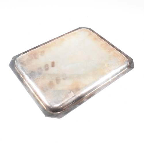 124 - A white metal French silver tray. The tray being of rectangular form. Inscribed to centre 'Martell X... 