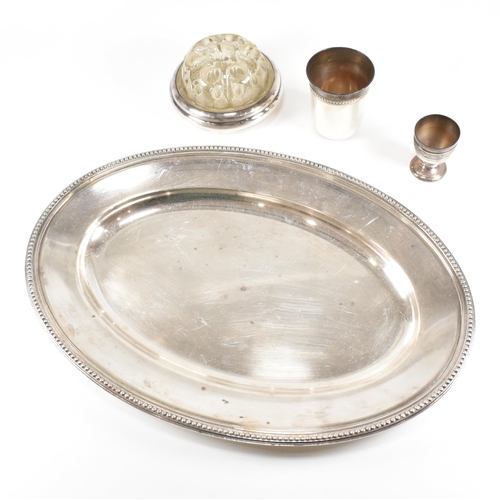 136 - A collection of Christofle France plated wares. The lot to include a large Christofle oval tray and ... 