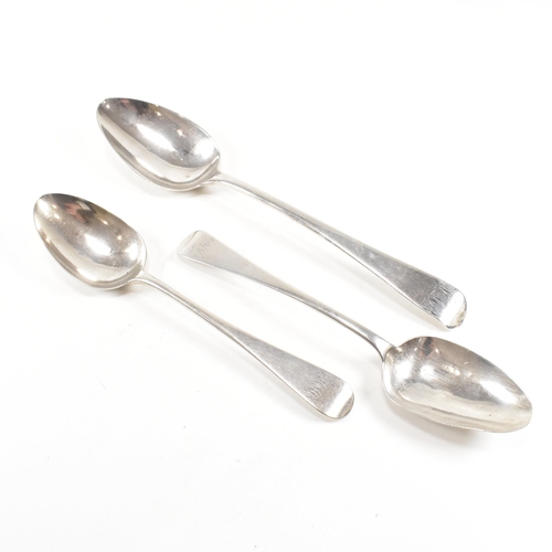 145 - One late 18th century and two early 19th century hallmarked silver spoons. The lot consisting of one... 