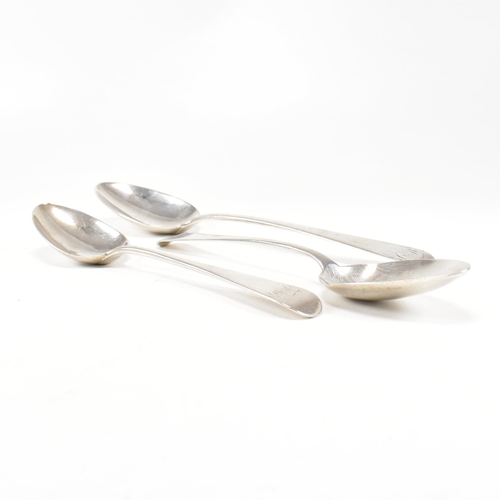 145 - One late 18th century and two early 19th century hallmarked silver spoons. The lot consisting of one... 