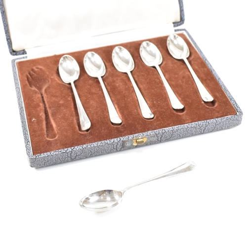 148 - Two cased sets of mid-century hallmarked silver tea spoons. The lot to include a cased set of six te... 