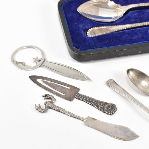 150 - A collection of hallmarked silver 925 and white metal items.ÿThe lot to include a cased pair of 1920... 