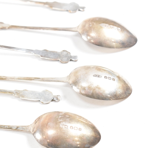 158 - An early 20th century cased set of Apostle spoons and late 19th century cased set of souvenir spoons... 