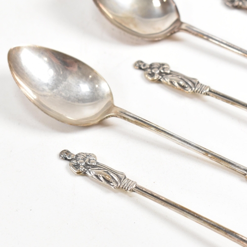 158 - An early 20th century cased set of Apostle spoons and late 19th century cased set of souvenir spoons... 