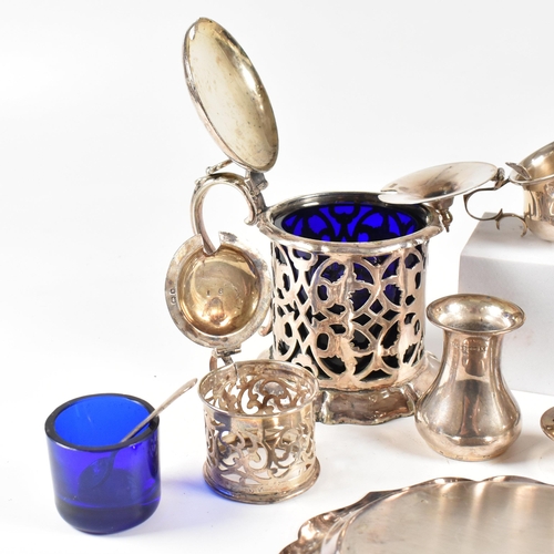 161 - A collection of hallmarked silver and silver plate items. The lot to include a hallmarked silver cru... 